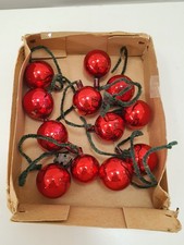 Antique Red Christmas Tree Glass  Decoration Bauble Antique Miniature x 12 2.5cm