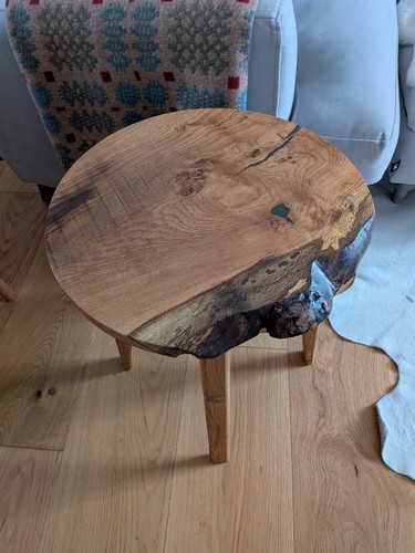 Solid oak round side table - oak,