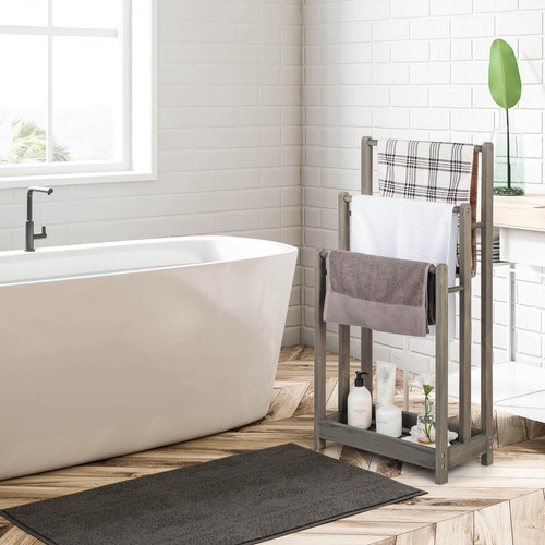 Freestanding wooden towel rack - freestanding,