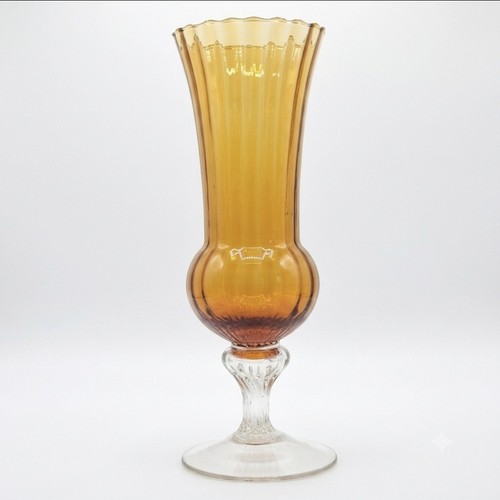 Empoli glass amber vase - empoli,