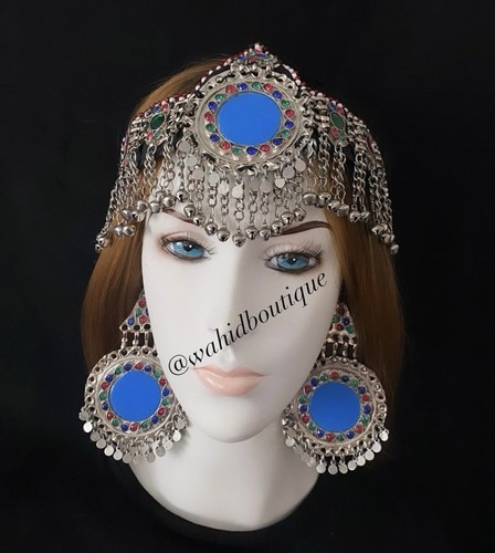 Afghan light blue headpiece