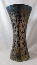 Large Waisted Purple Blue Iridescent Vase British Studio Glass Royal Brierley