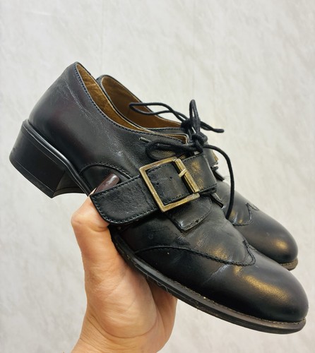 Ladies black leather - black, buckle