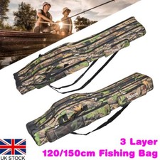 120/150cm 3 Layer Folding Fishing Rod Carry Cases Holdall Bag For Rods & Reels