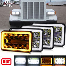 4x Halo 4x6" Rectangular LED Headlight Hi-Lo Beam For Kenworth Peterbilt 357 379