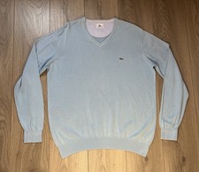 Men’s Lacoste V-Neck Pullover Jumper XL Size 6 Light Blue