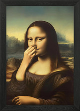 Mona Lisa Funny Bathroom Framed Wall Art Poster Canvas Print Picture