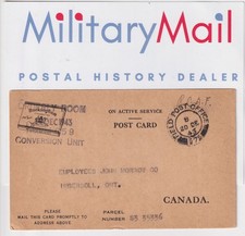 WW2 Canadian RCAF No. 1659 HCU RAF Topcliffe  Cigarette Parcel Card FPO 675