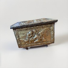 Vintage Brass Embossed Slipper/Fire Box - large size 