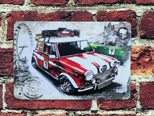 Small Car Big City Mini On Tour Brighton London Metal Plaque Sign Large 8 x 12"