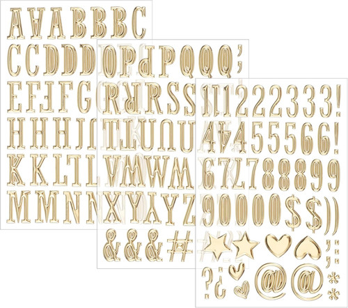 Gold puffy letter stickers - gold,