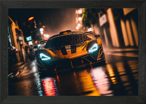 Sports car the rain - in,