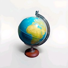 Technodidattica Vintage Illuminated World Globe With Solid Wood Base
