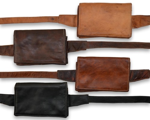 Organic leather hip bag wallet - leather,