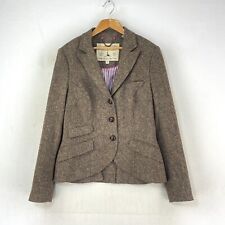 Jack Wills Tweed Jacket Womens 10 Brown Donegal Fleck Country Hacking Blazer