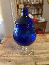 Vintage Blue Glass Lidded