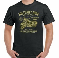 Biker T-Shirt Military Ride Mens Motorbike Motorcycle Bike USA Army 