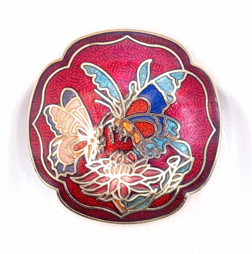 Vintage red cloisonne enamel - red,