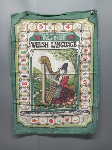 Welsh language tea towel wales - language,