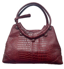 Burgundy croc embossed genuine - embossed,
