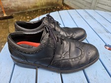 Men's Size 9 Airflex Brogue Black Leather Wide Shoes Smart Lace Up