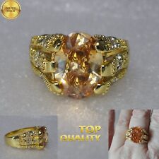 Men's Deluxe 18k Yellow Gold Filled Simulated Canary Diamond Crystal Ring Size U