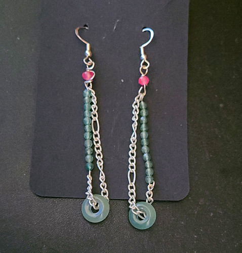 Silver beaded dangle drop - silver,