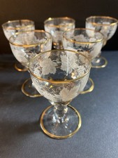 Set of 6 Vintage Etched Grape