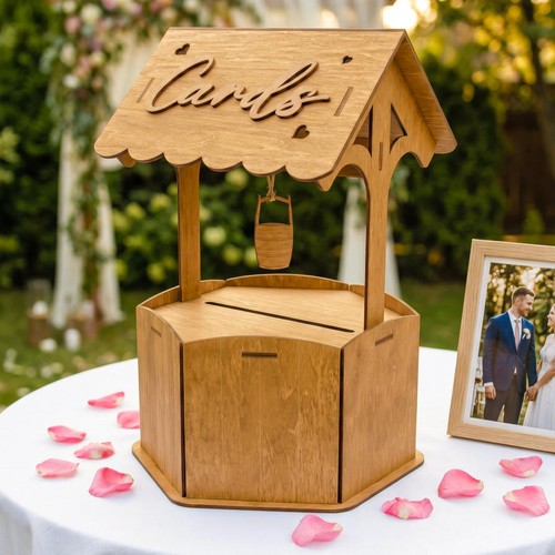 Wishing well wedding card - well, box