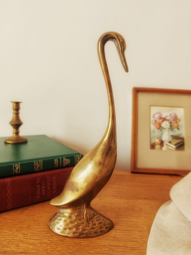 Vintage solid brass swan - vintage,