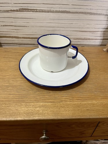Vintage enamelware mug plate - vintage,