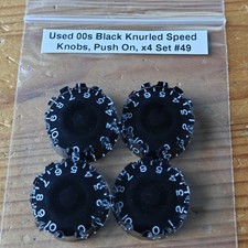Used 00s Knurled Black Les Paul LP SG Style Speed Knobs Volume Tone Set x4 #49