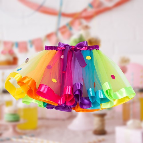 Girls elastic waist rainbow - elastic,