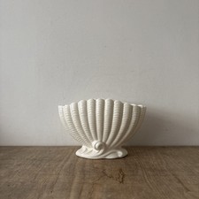Vintage Rustic Sylvac Cream Shell Ceramic Mantel Planter Plant Pot Jardiniere 