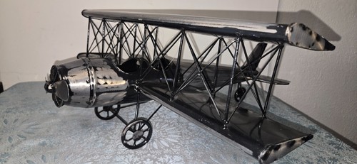Vintage metal biplane - biplane, airplane
