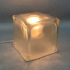 IKEA Glass Ice Cube IVIKEN Frosted Table Desk Lamp 1990S Vintage Retro