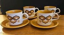 4 x Vintage Royal Worcester Palissy Kalabar Cups And Saucers 70s Retro