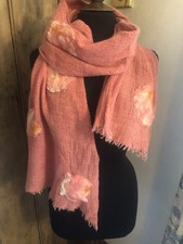 Boiled Wool Soft Cozy Scarf With Felted Appliqué 