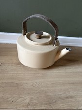 Michael Lax Copco Tea Kettle Pot Cream Wood Enamel Vintage 60s Original