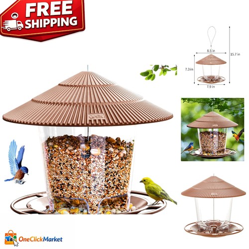 Spacious brown bird feeder - feeder, for