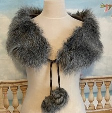 Grey Faux Fur Stole Shrug Evening Wrap Shawl  Scarf Cape Luxury H&M Fox 20's 30