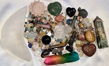 large Crystal Bundle JobLot towe moon selenite bowl flower carving frog turtle 