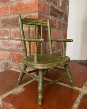 Antique Hand Painted Wooden Childs/ Dolls Spindle Back Chair
