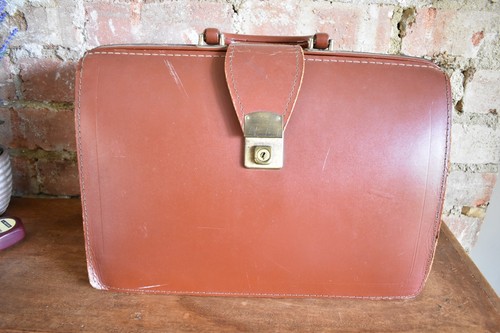 Vintage leather briefcase - briefcase, real