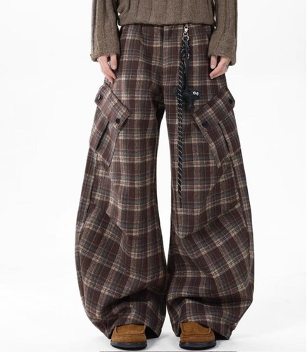 Mens retro plaid big - plaid, pockets