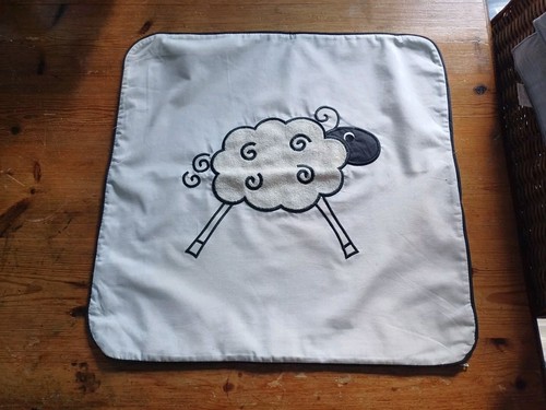 Cushion cover white black trim - white,