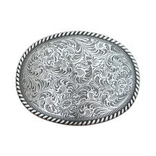 Silvery Belt Engraved Oval