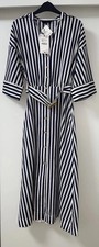 ZARA BLUE WHITE STRIPED LINEN