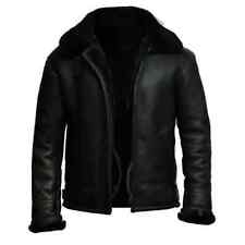RAF MENS B3 AIR FORCE SHEEP LEATHER JACKET PILOT FLYING AVIATOR FUR BOMBER BLACK