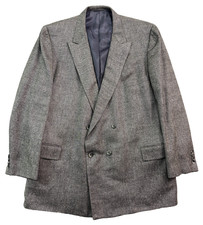 vtg Tom James 48L Herringbone Double Breasted Blazer Jacket Sport Coat USA